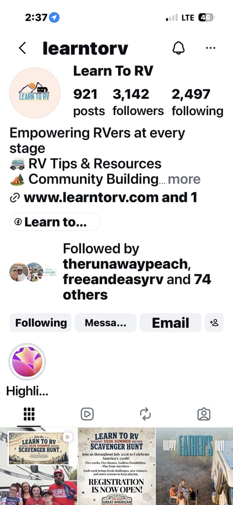 DistantPrairie1275's submission for the "Follow Learn To RV on Instagram" challenge