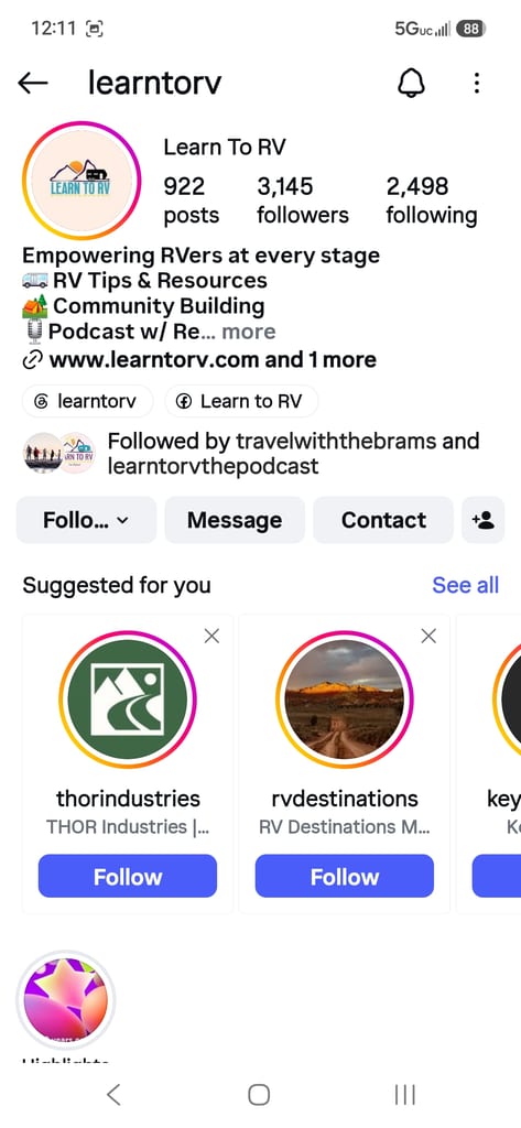 samhartman's submission for the "Follow Learn To RV on Instagram" challenge
